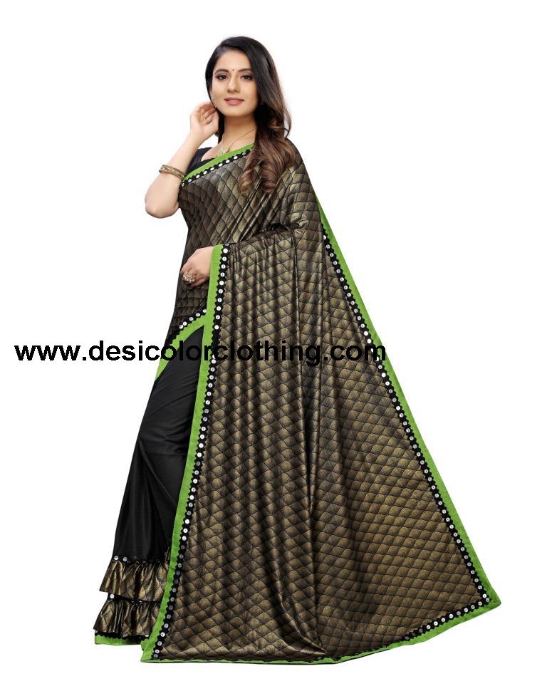 Black Coloured Lycra Blend Sequence Partywear saree | SLV1475S113