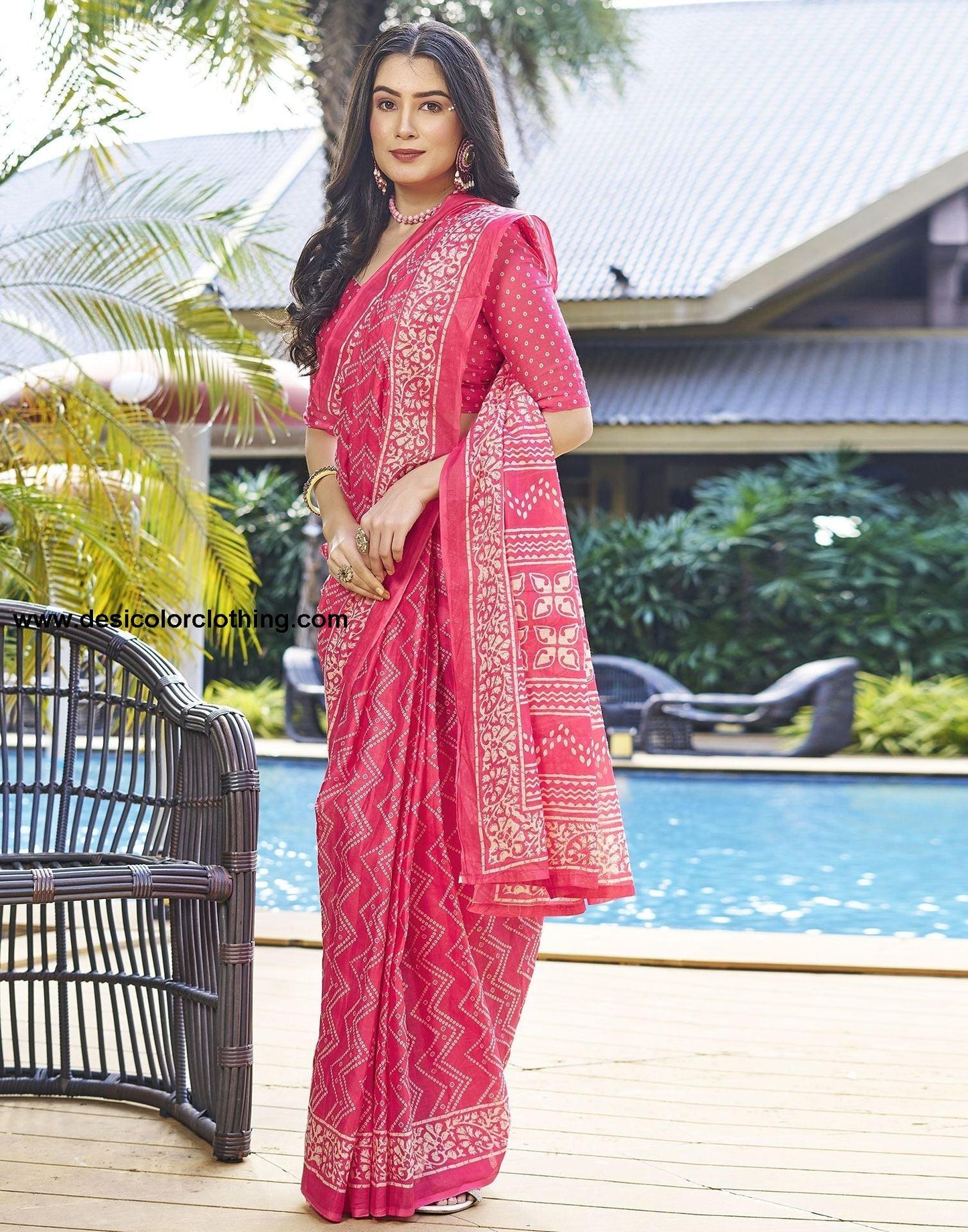 Blush Pink Printed Cotton Pre-Draped Saree