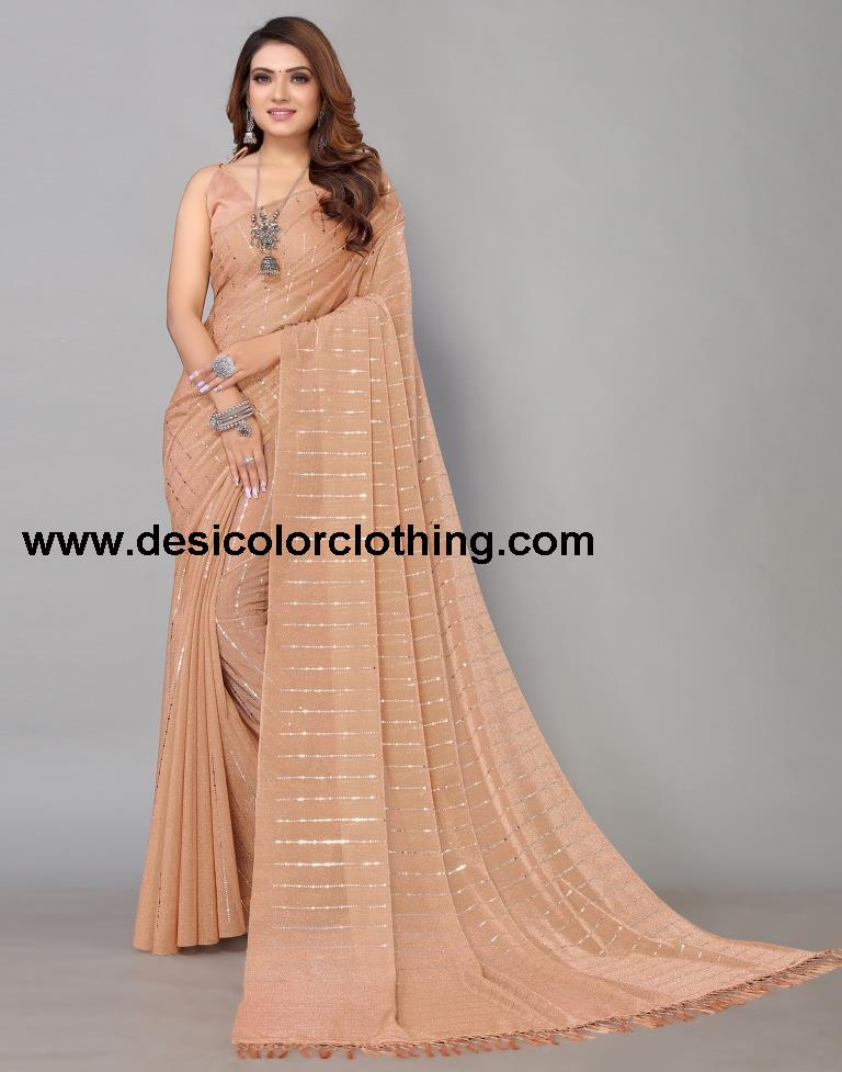 Peach Printed Saree