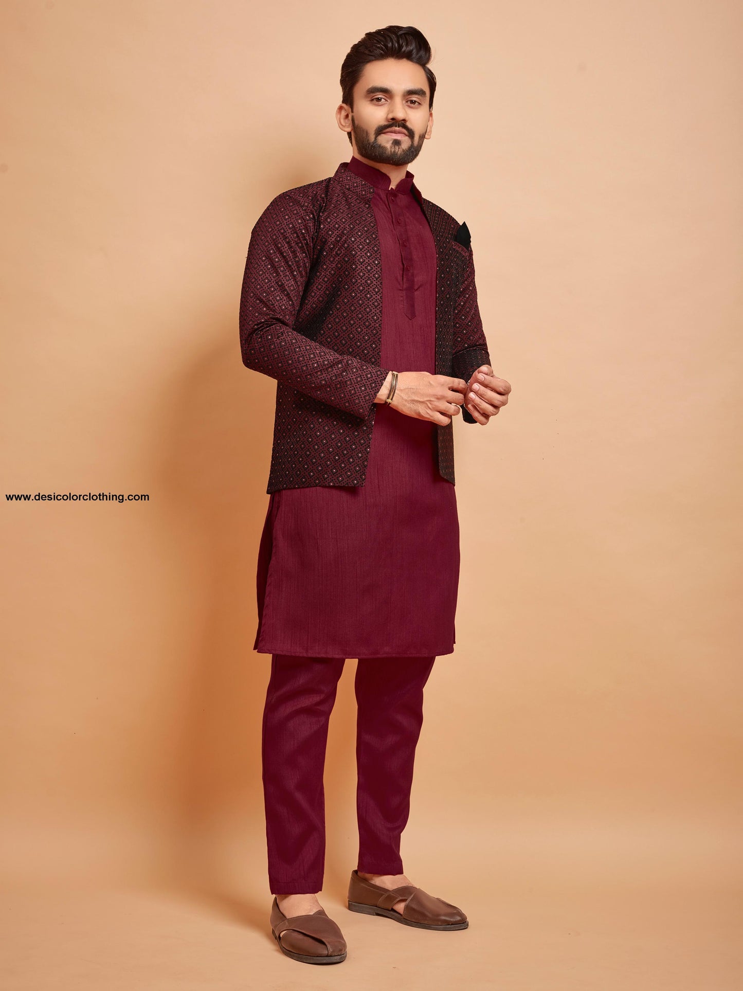 Bluevery Fashion Indo Western Style Jacket with Polo Pant Pair