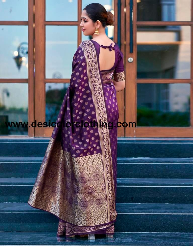 Purple Silk Weaving Saree
