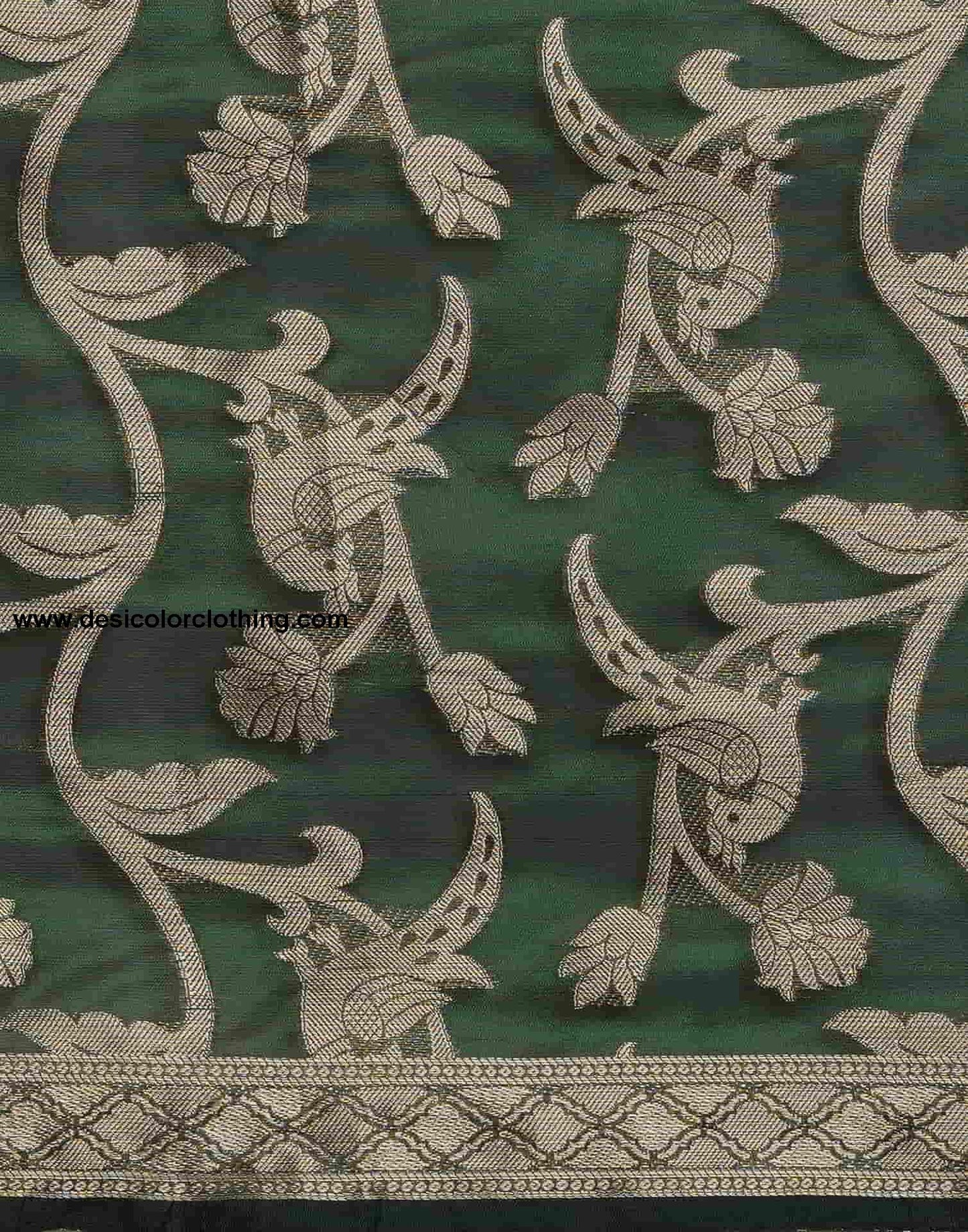 Green Banarasi Silk Woven Saree