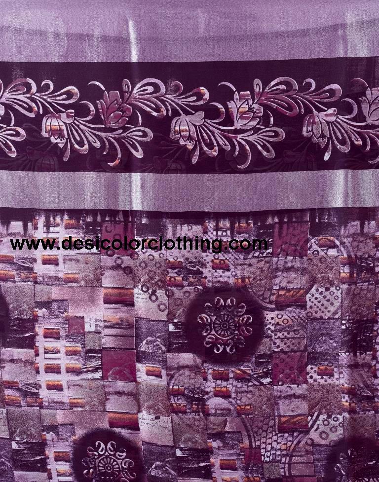 Dark Purple Chiffon Printed Saree
