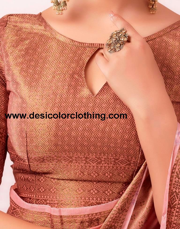 Dusty Pink Silk Plain Saree
