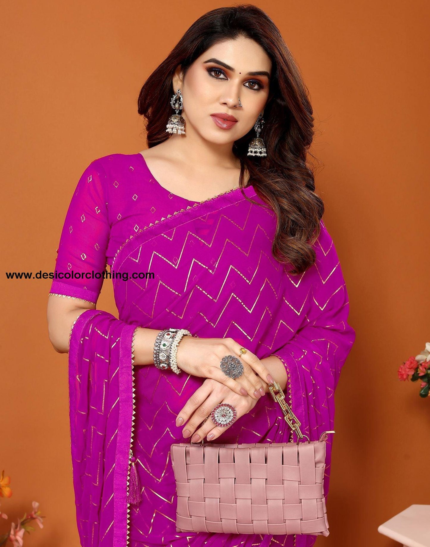 Pink Printed Saree