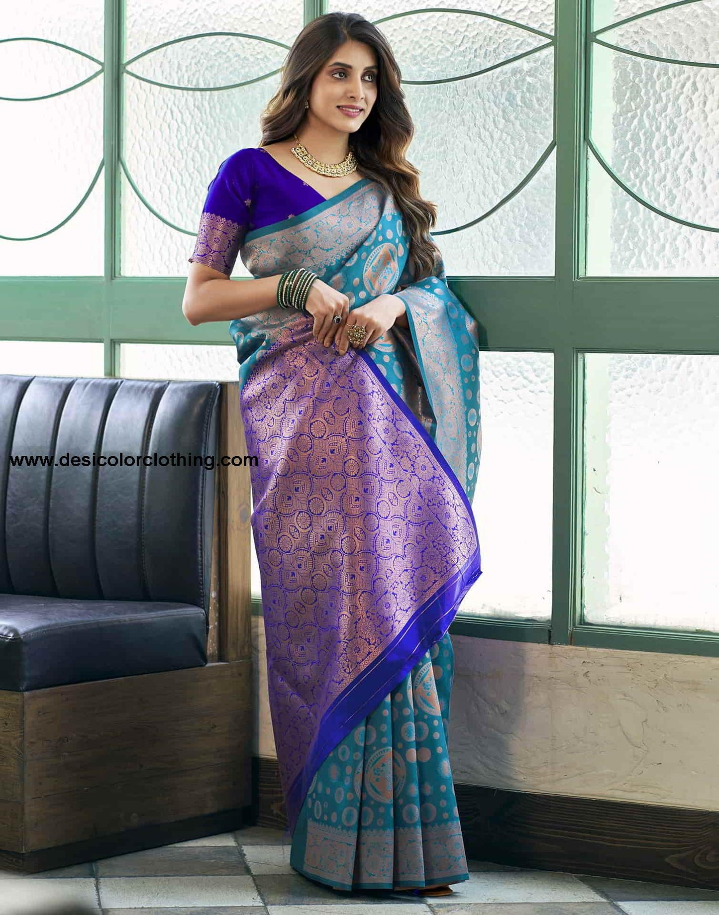 Blue Banarasi Silk Woven Saree