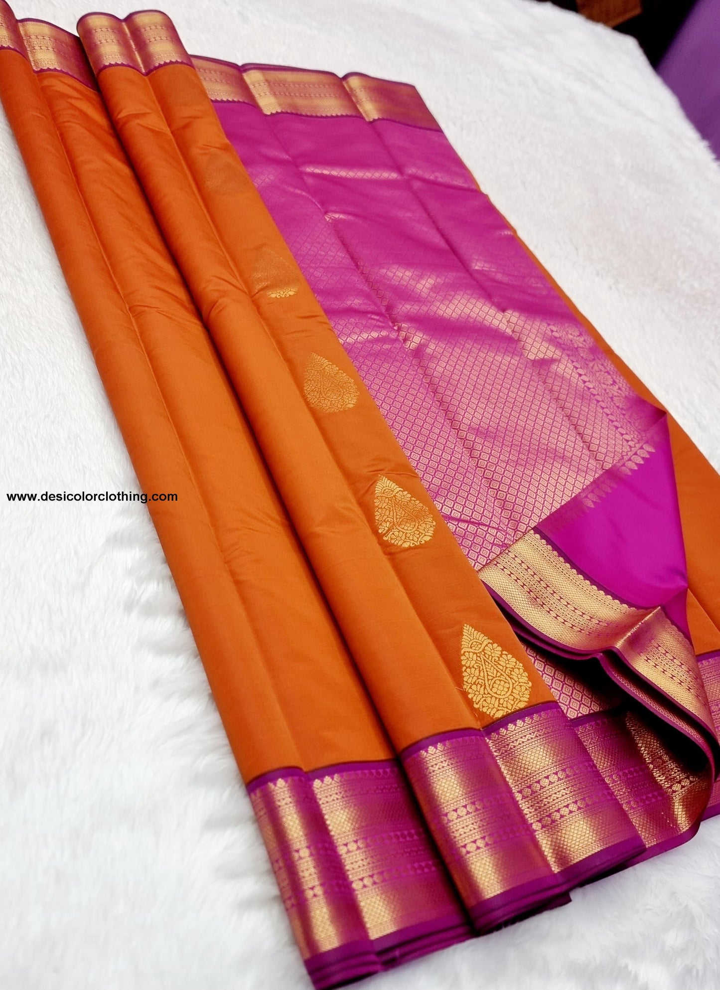 Kanchipuram Korvai Pattern Fancy Buttas Blended Silk Saree