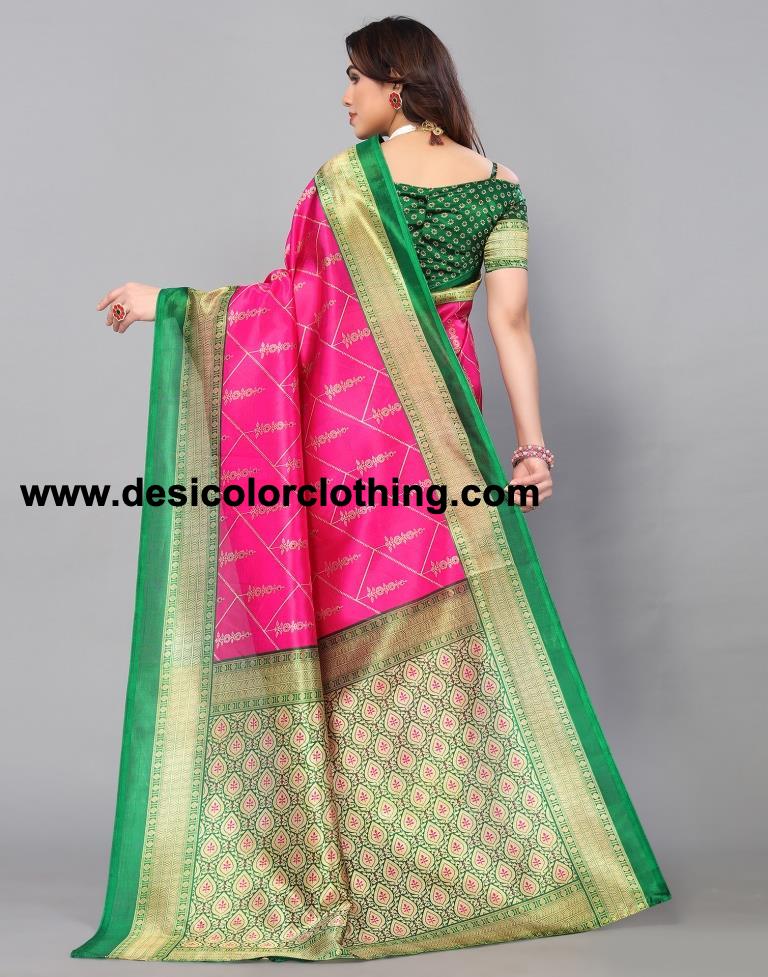 Pink Banarasi Silk Saree