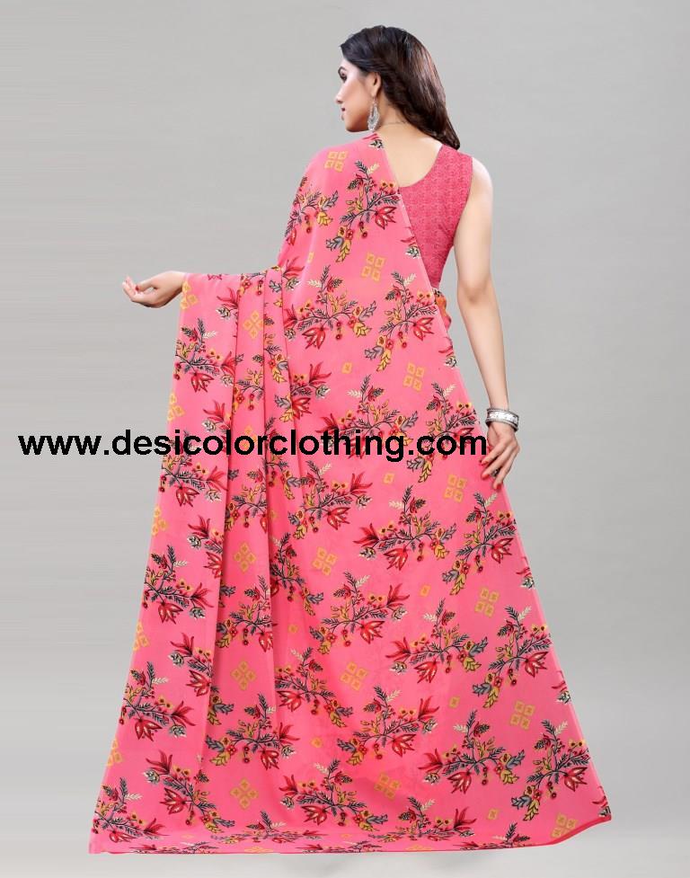Dynamic Rose Pink Printed Saree | 1955S344