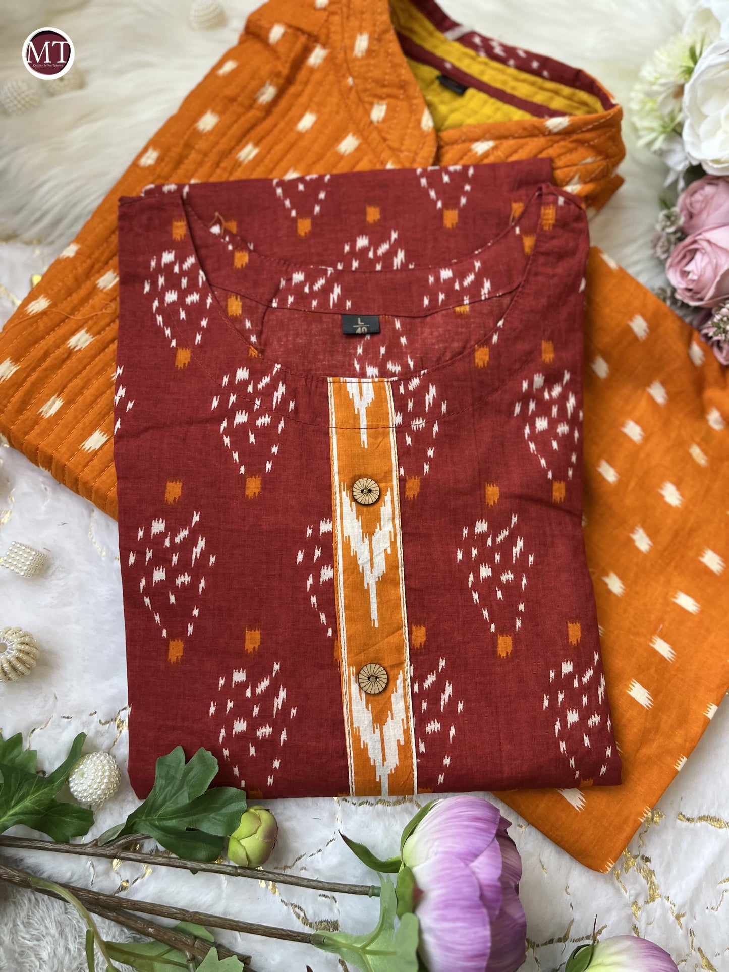 Product Image - Voluminous Jacket Suit Set - Elegant Cotton Ethnic Wear