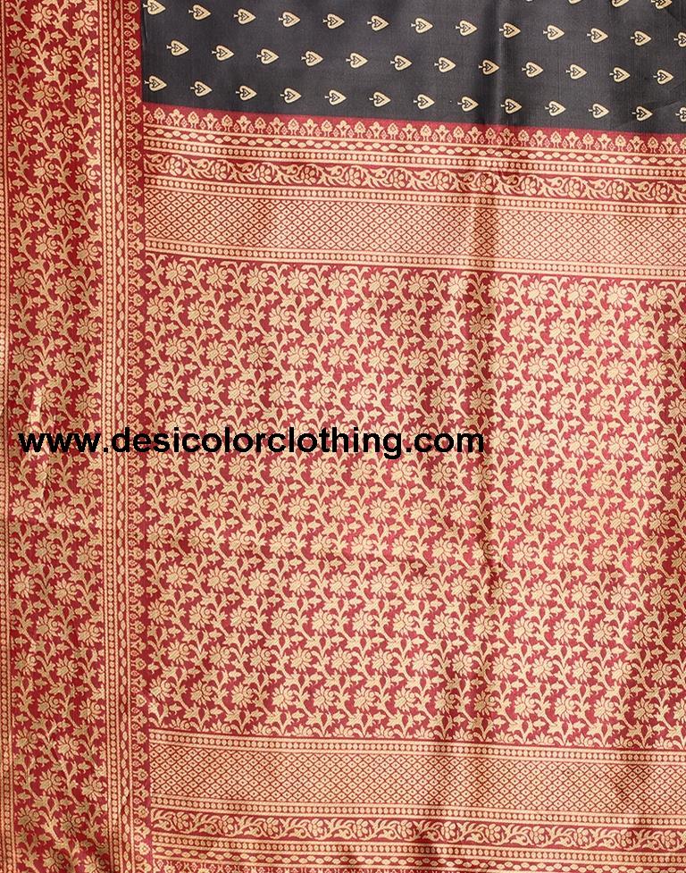 Black Printed Silk Saree