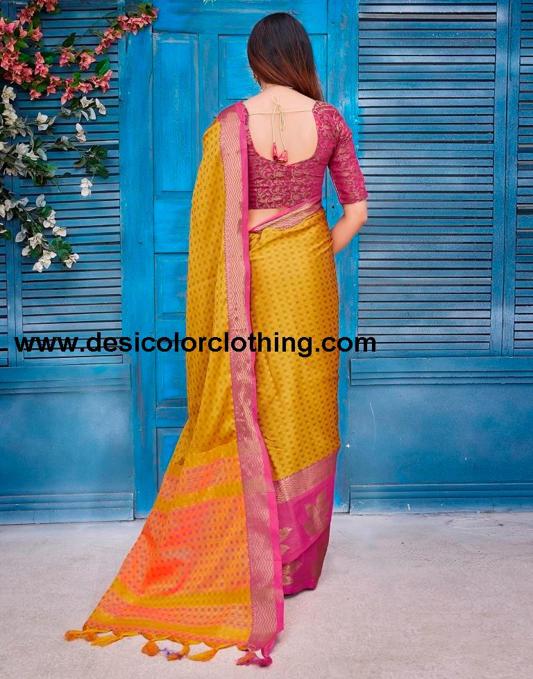 Orange Silk Woven Saree