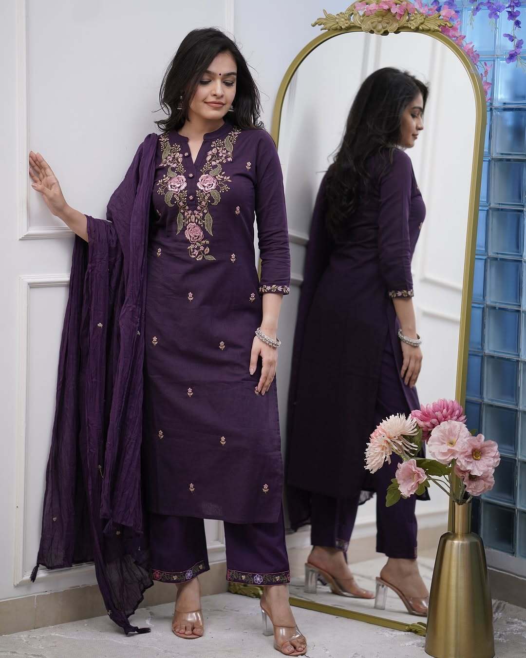 Product Image - Pure Cotton Embroidery Work Suit Set - New Launch