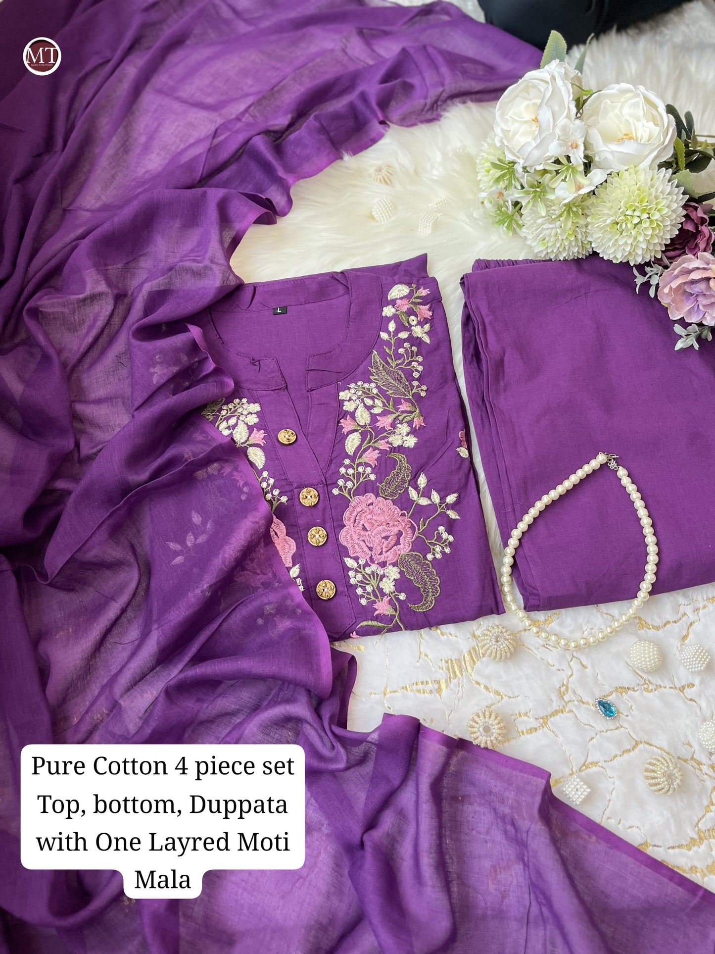 Product Image - Pure Cotton Embroidery Work Suit Set - New Launch