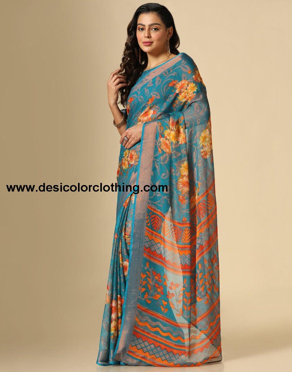 Rama Green Brasso Saree
