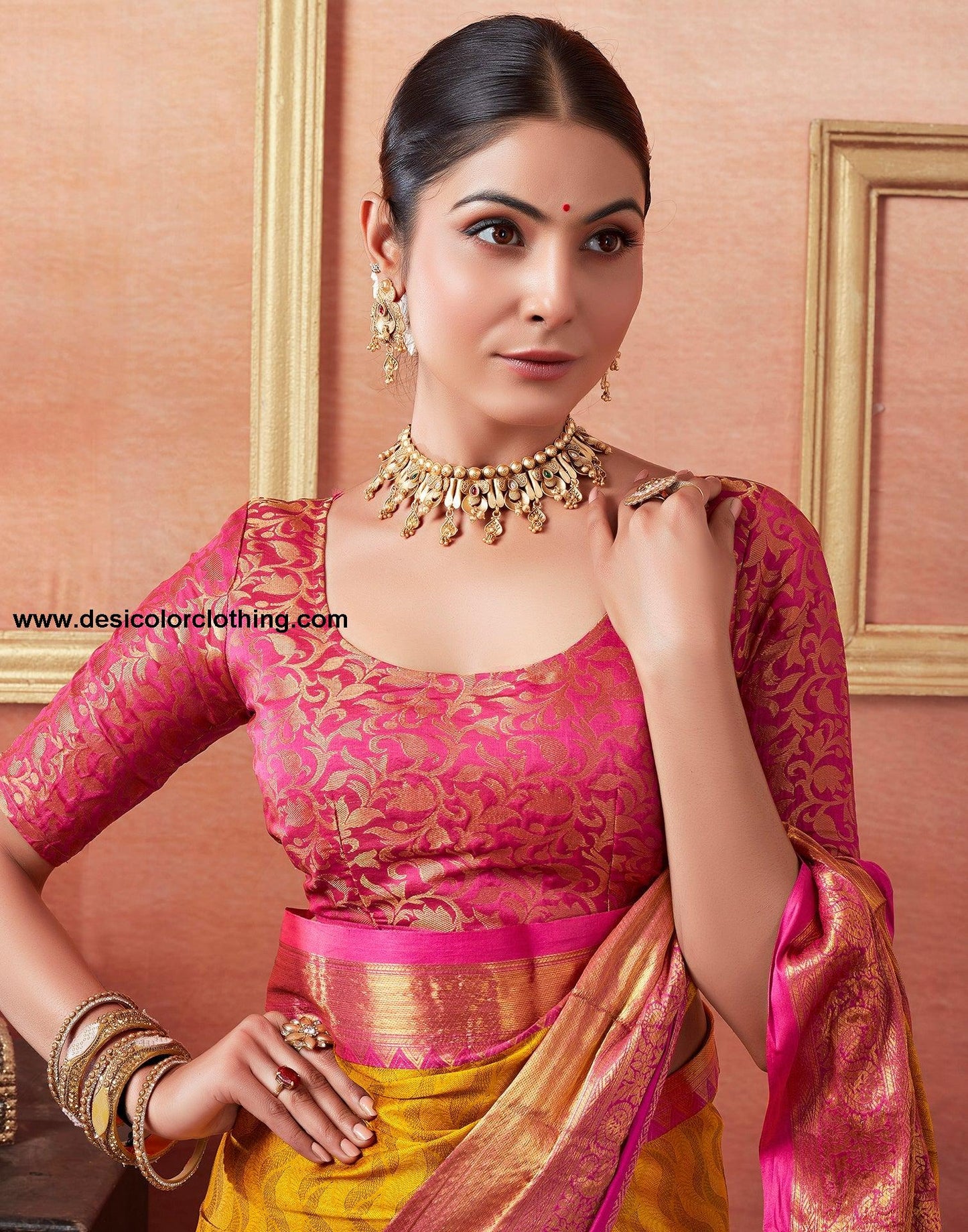 Yellow Silk Weaves Saree