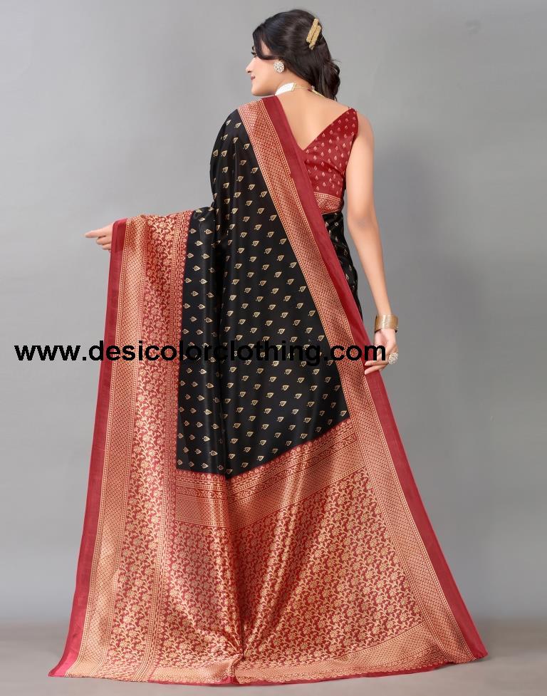 Black Printed Silk Saree