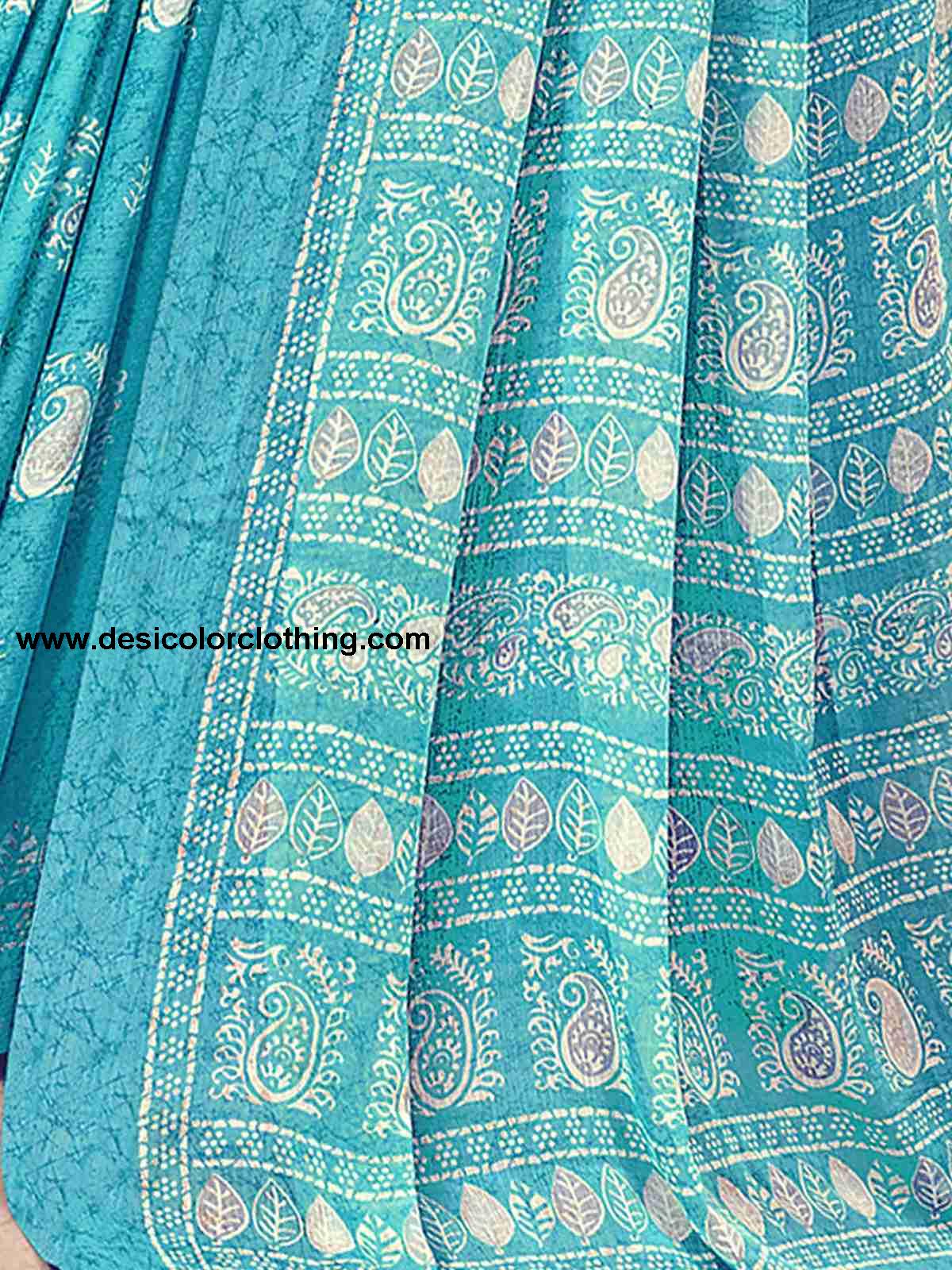 Blue Chiffon Printed Saree