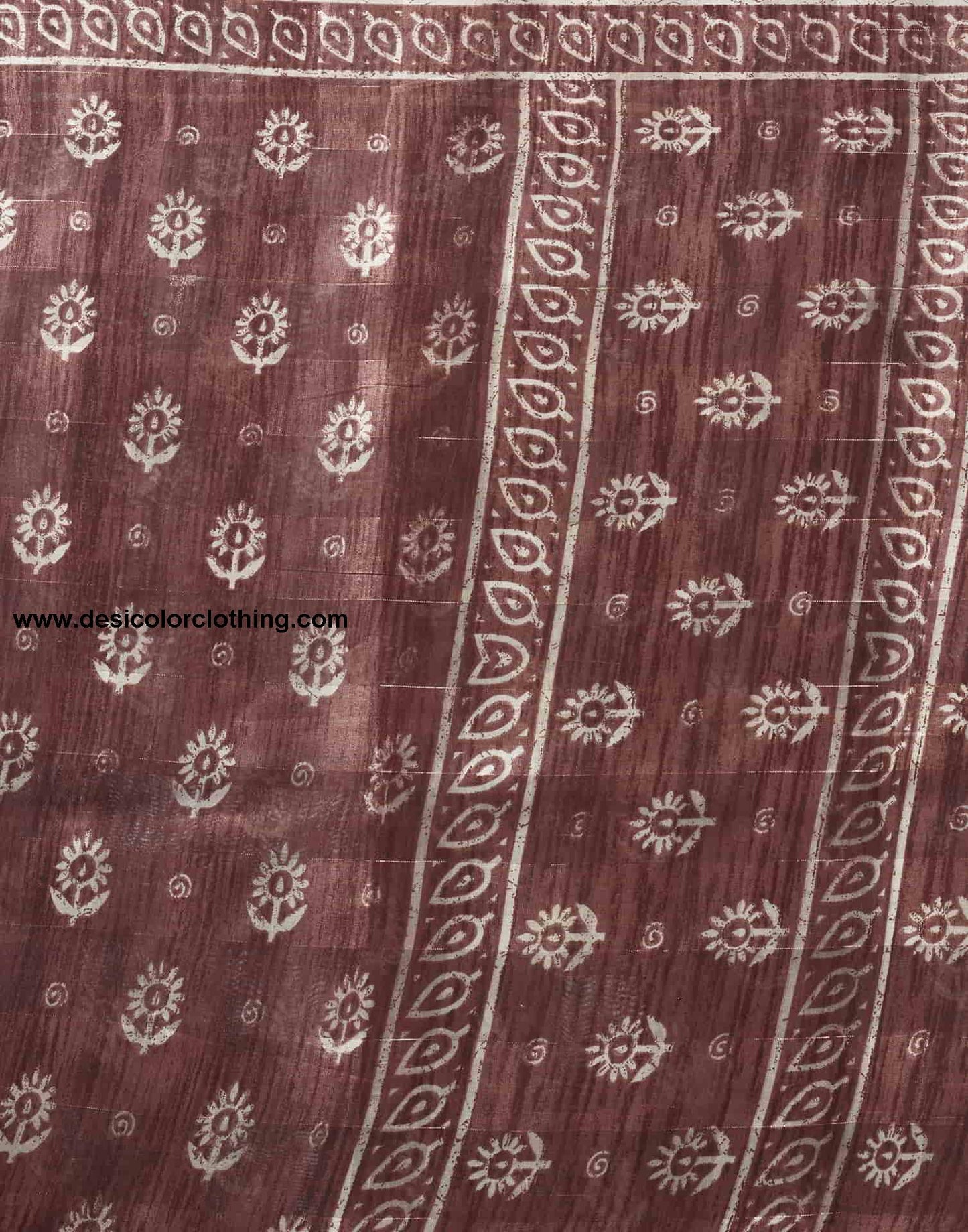 Brown Printed Cotton Saree