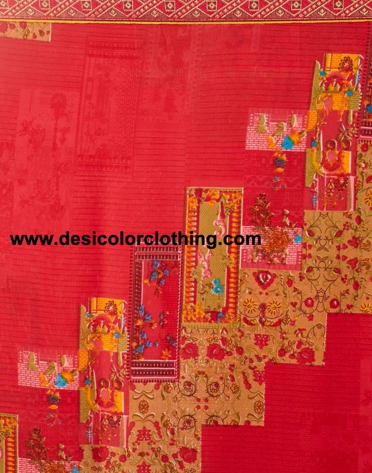 Pink Renial Printed Saree
