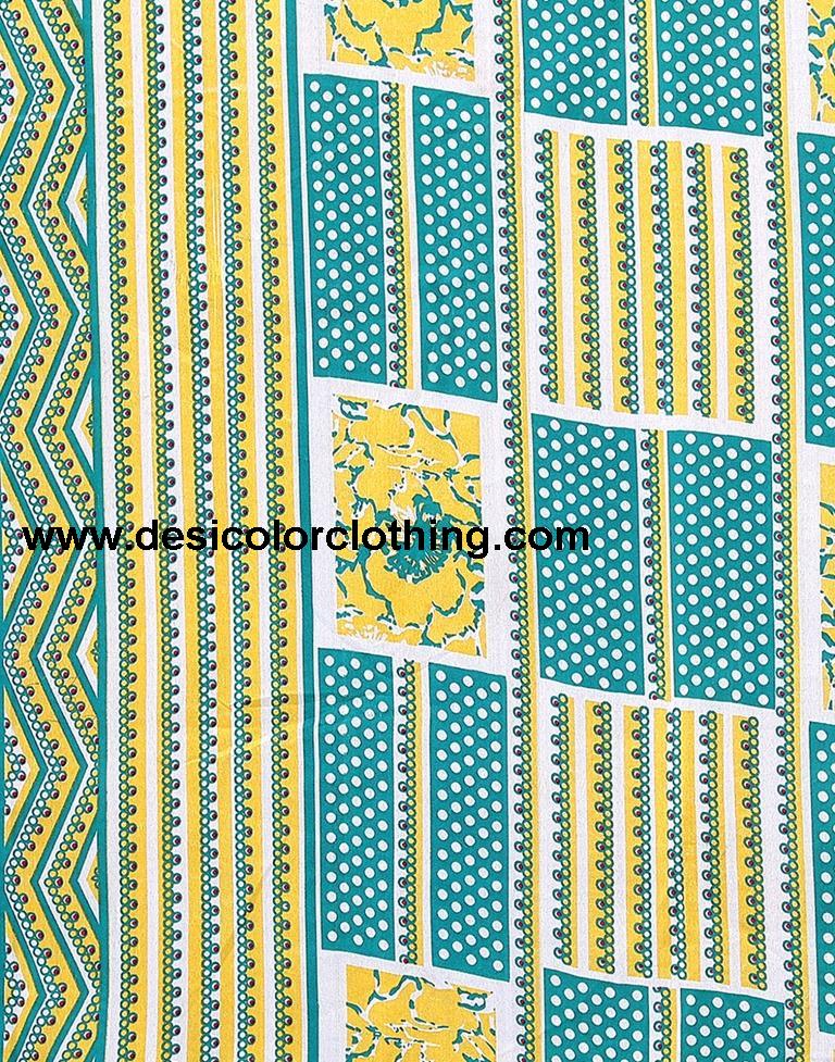 Yellow Printed Cotton Unstitched Salwar Suit Material