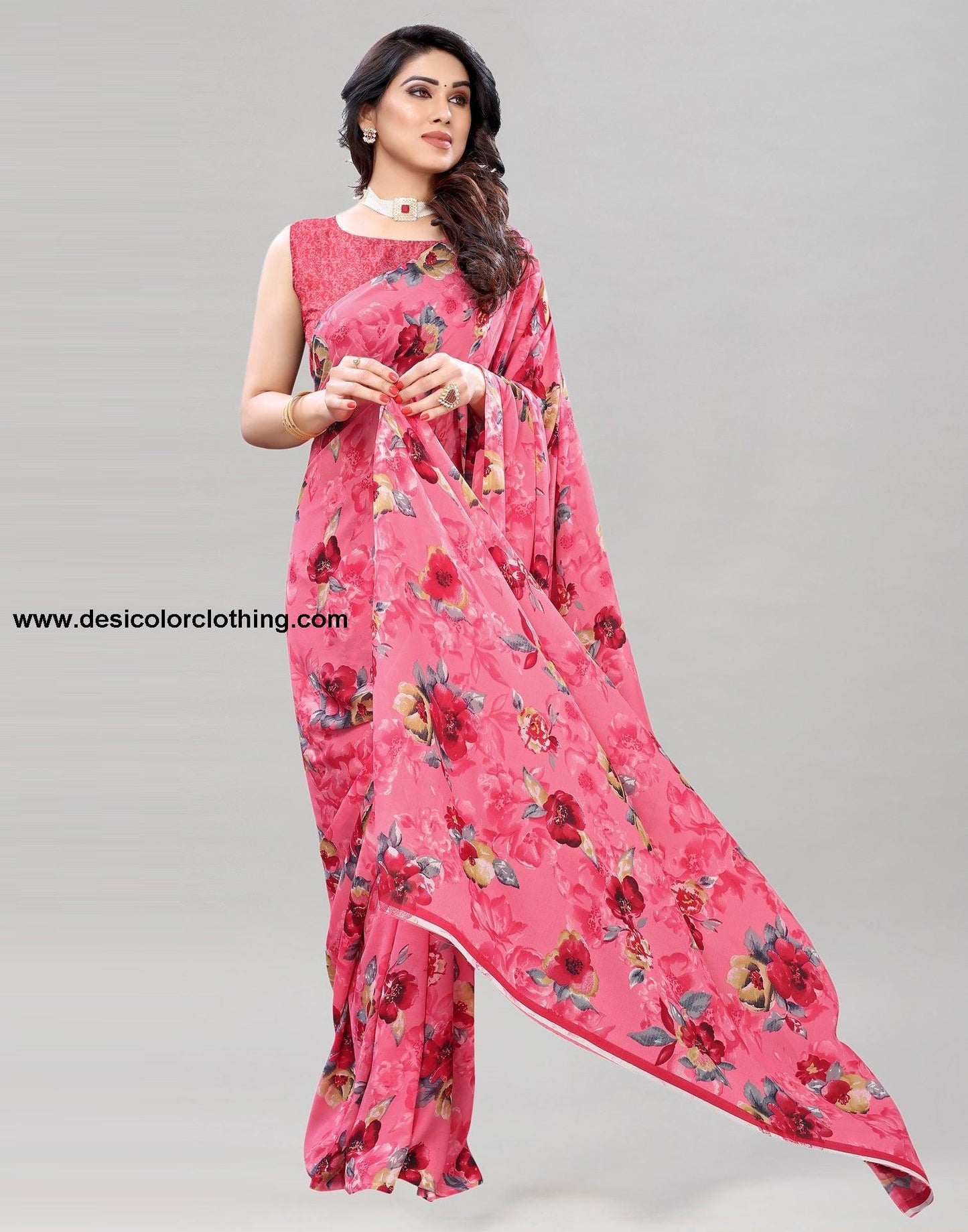 Pink Printed Saree | 1850S178