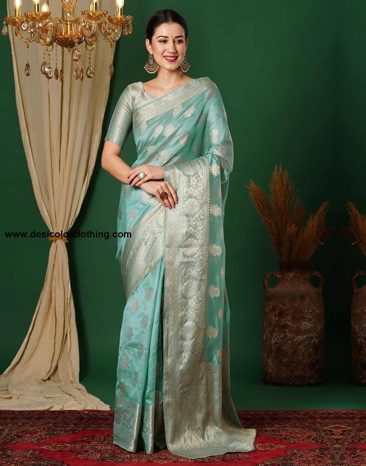 Blue Banarasi Silk Woven Saree