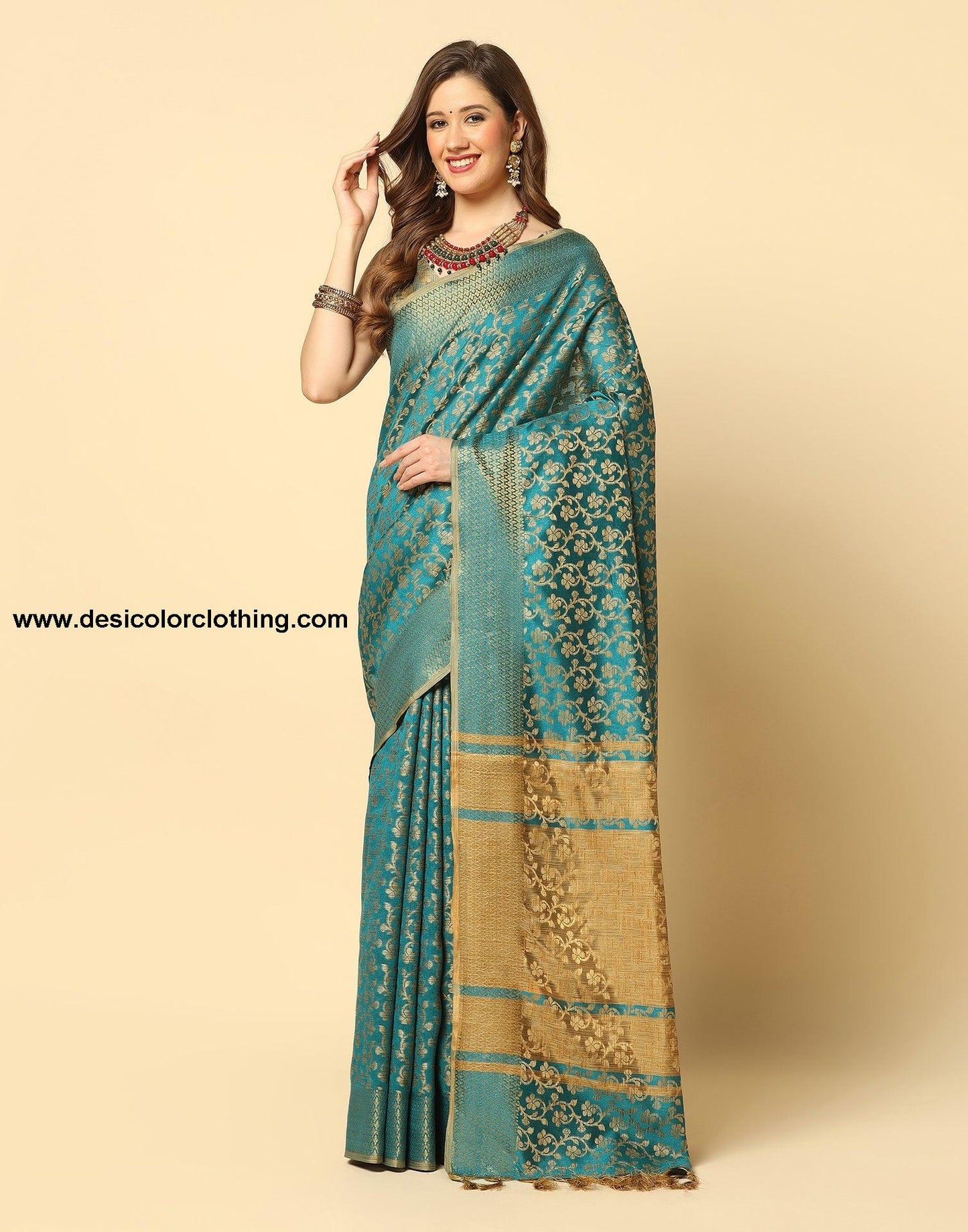 Rama Green Banarasi Silk Saree