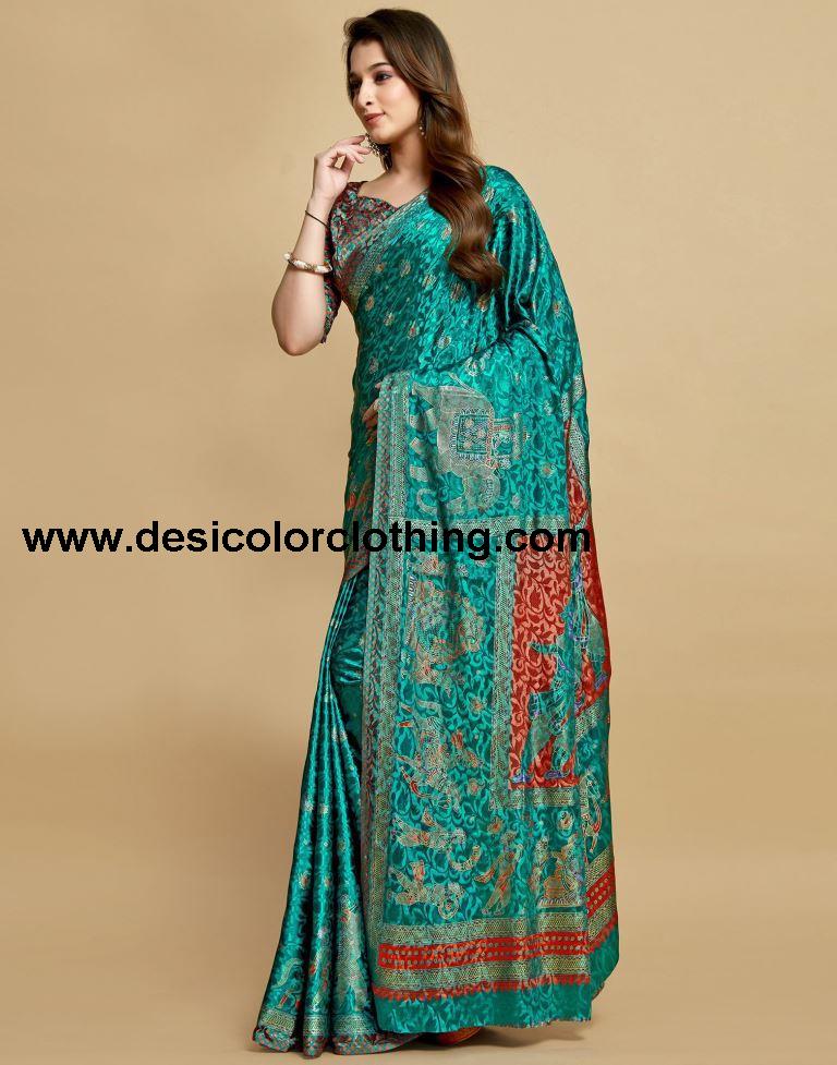 Rama Green Silk Saree