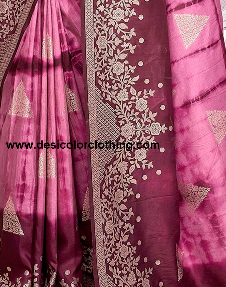 Pink Cotton Woven Saree