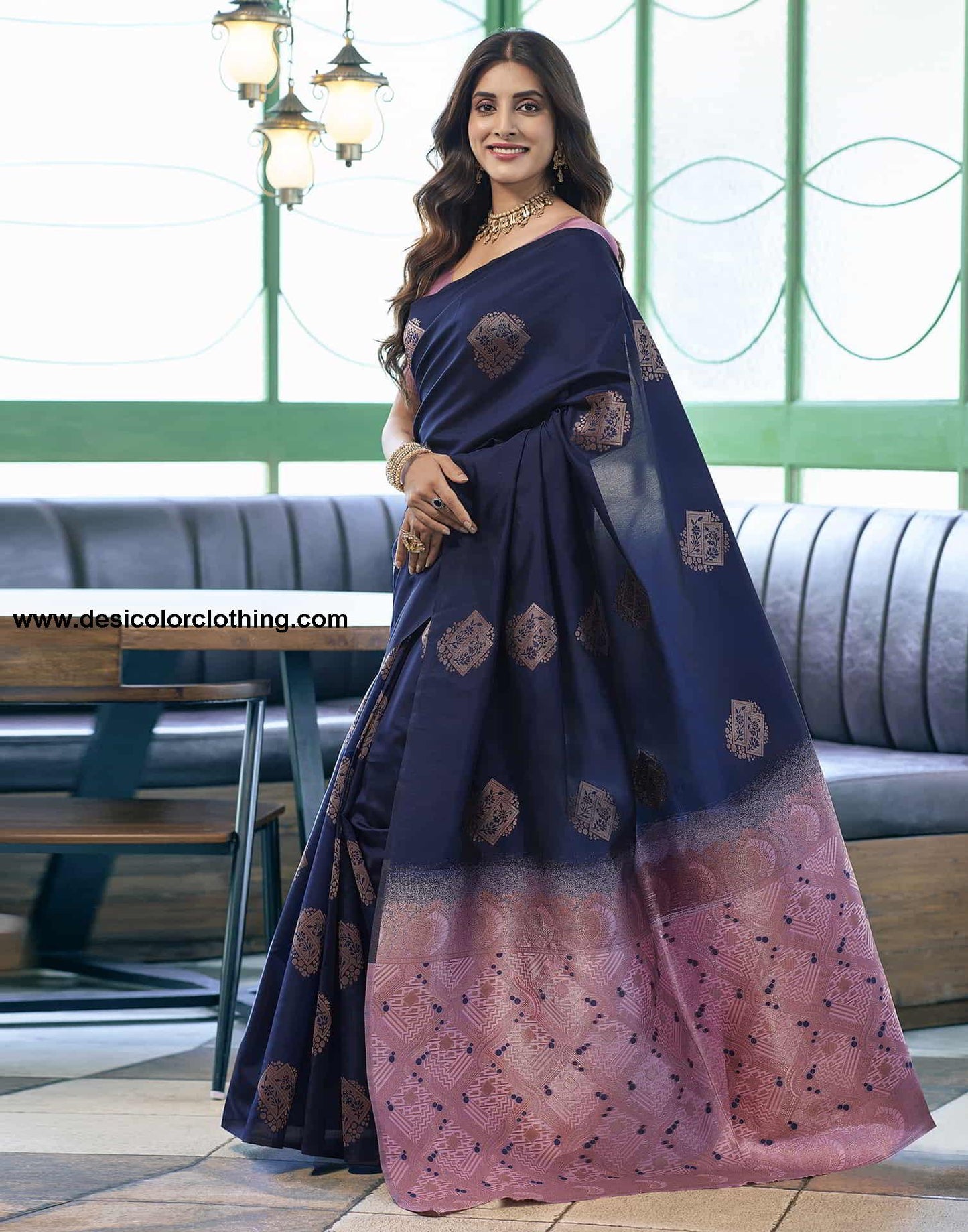 Blue Banarasi Silk Woven Saree