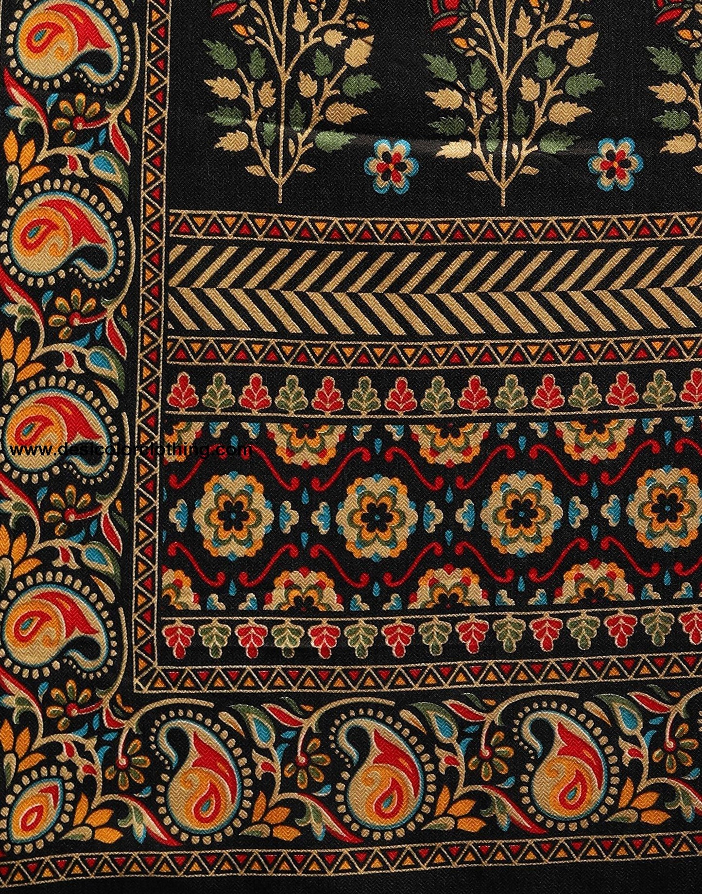Black Printed Silk Saree