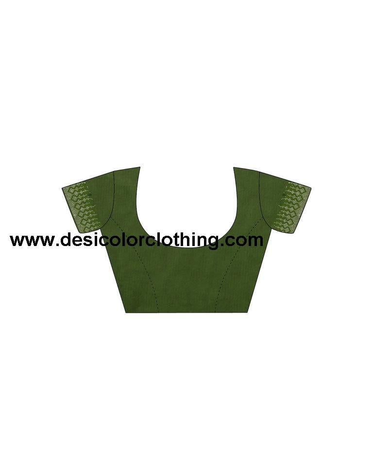 Olive Green Plain Georgette Saree