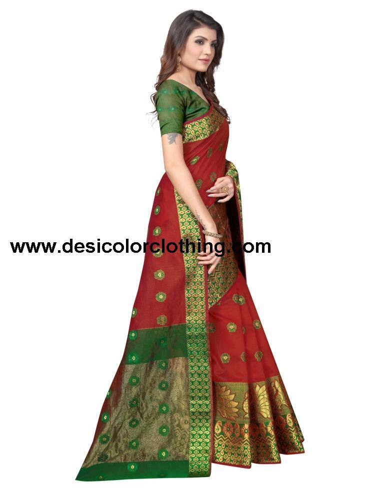 Orange Banarasi Silk Saree