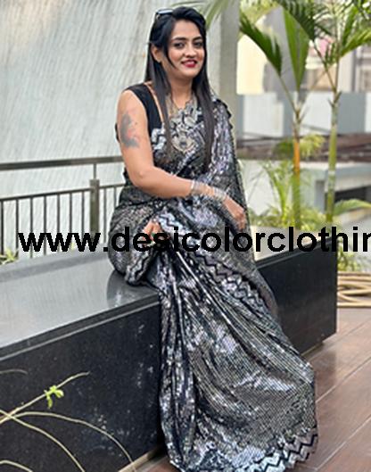 Black Georgette Plain Sarees