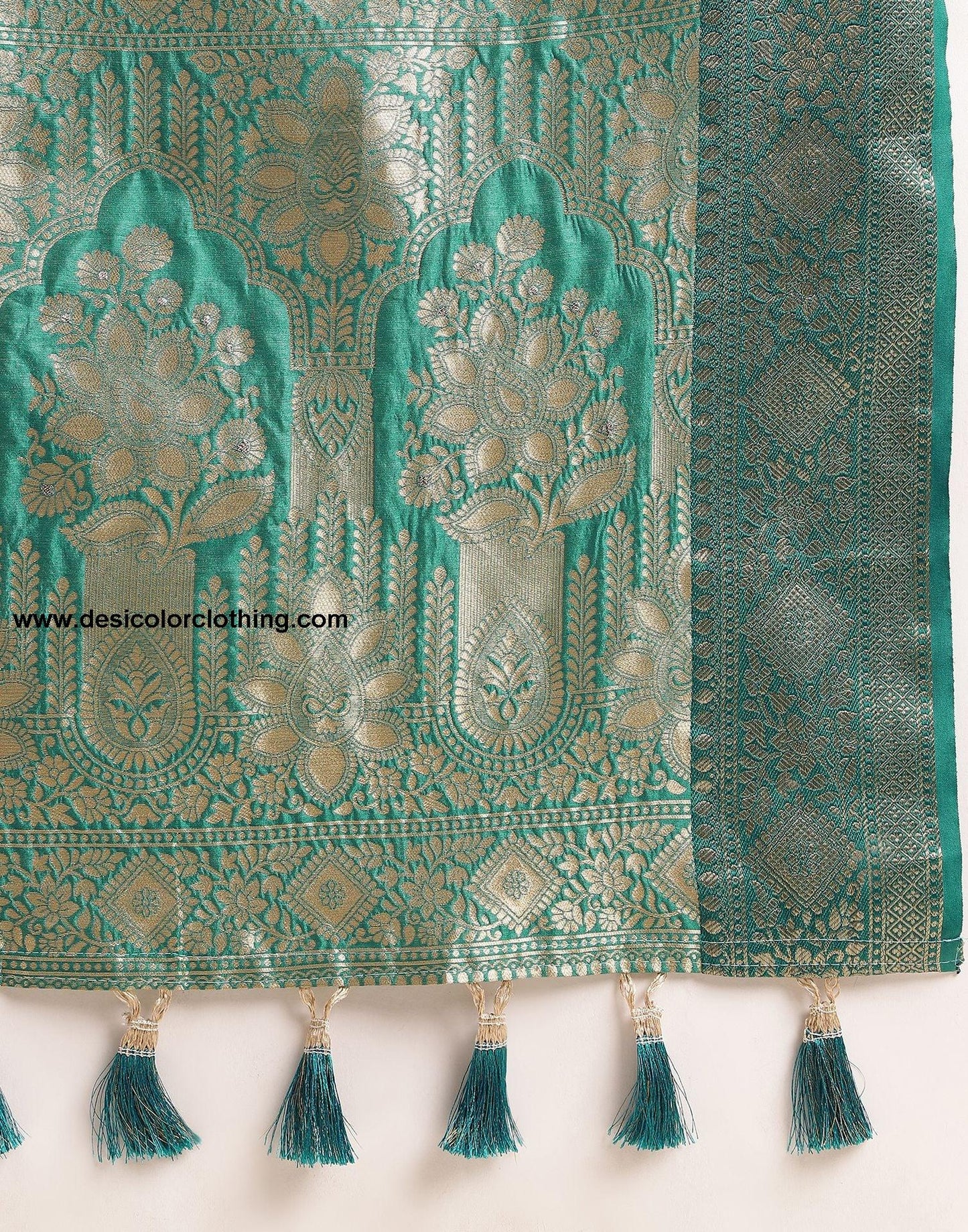 Rama Green Silk Banarasi Saree