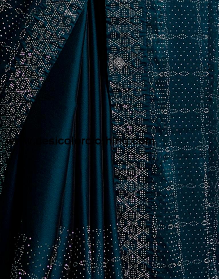 Sea Blue Georgette Plain Saree