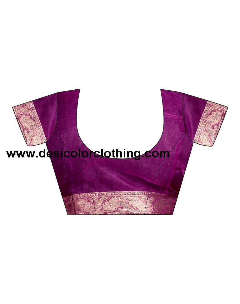 Dark Magenta Orgenza Plain Saree
