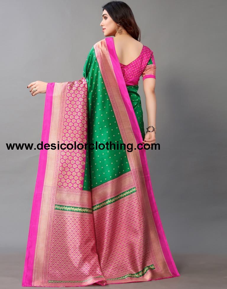 Green And Beige Silk Saree
