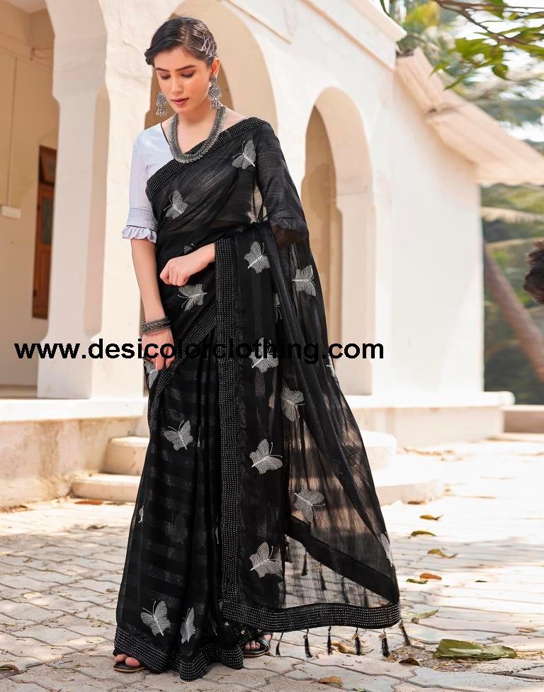 Black Chiffon Plain Ready To Wear