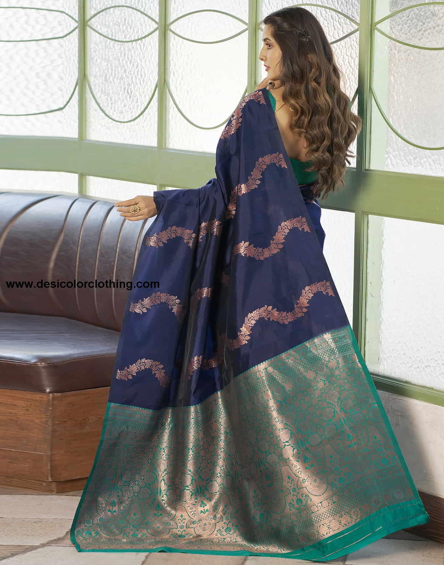 Blue Banarasi Silk Woven Saree