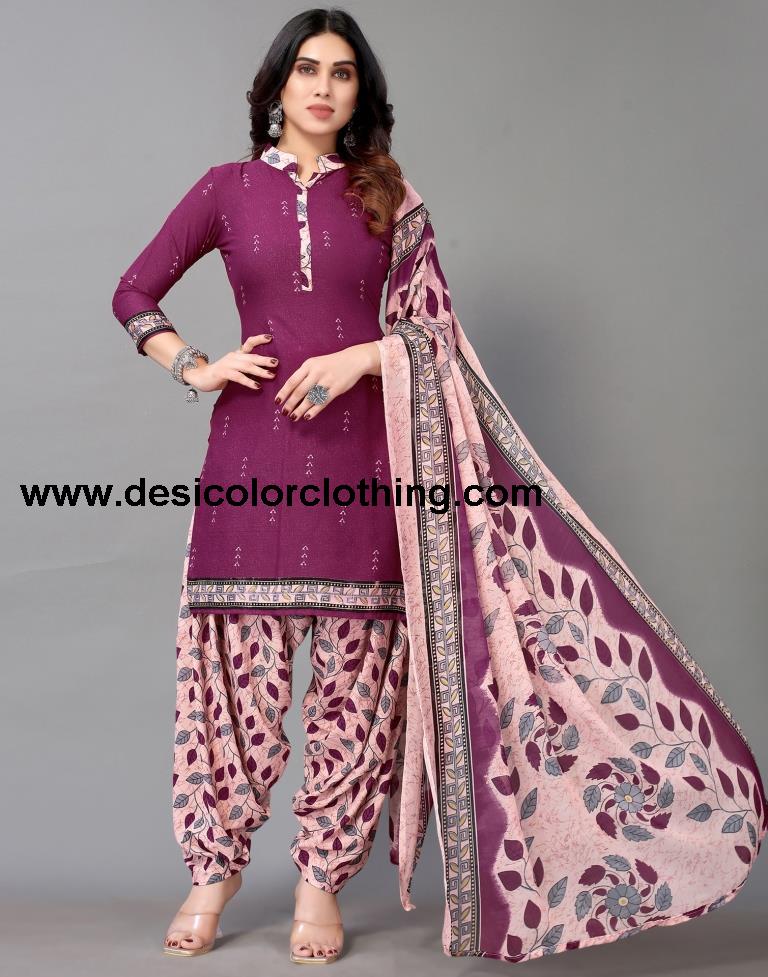 Printed Polyester Unstitched Salwar Suit Material