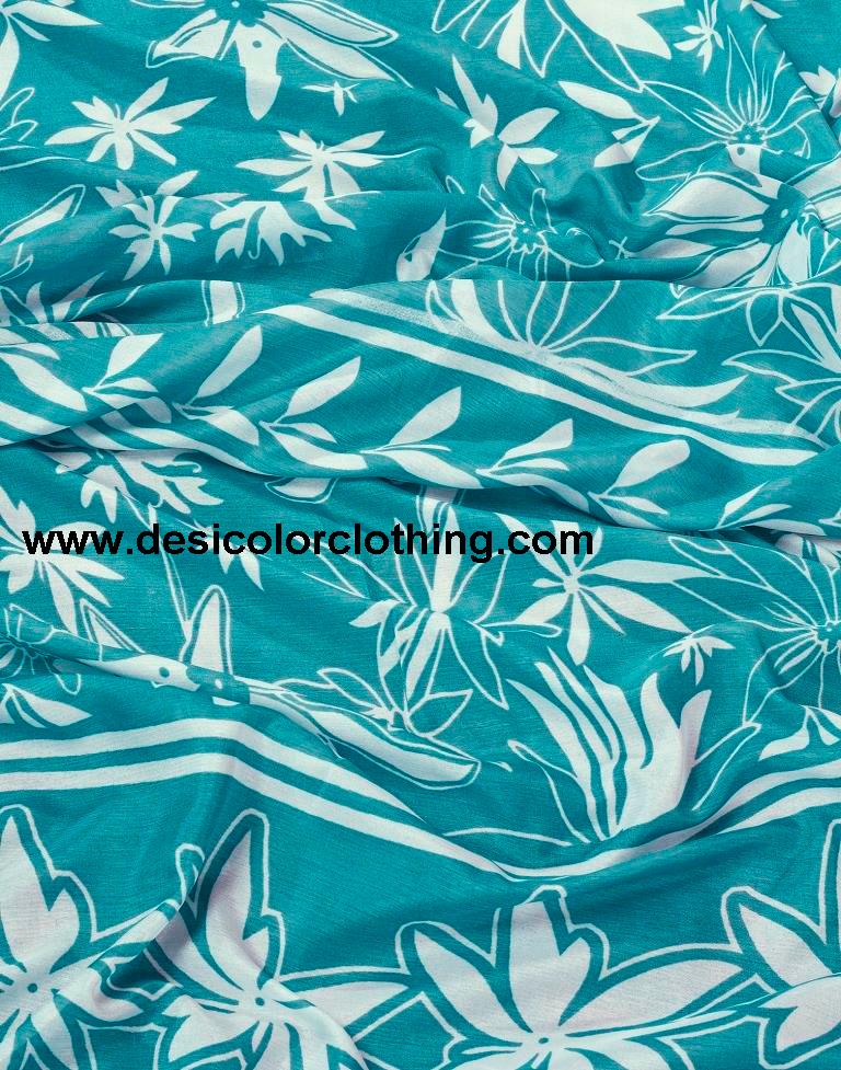 Blue Silk Printed Sarees