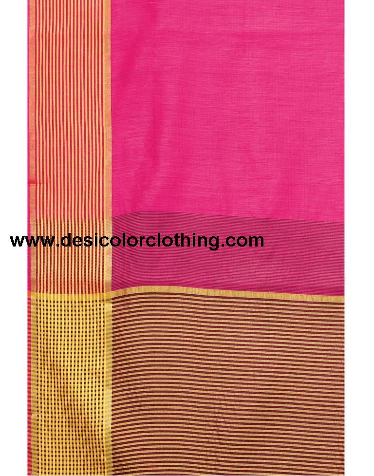 Dark Pink Coloured Poly Cotton Casual saree