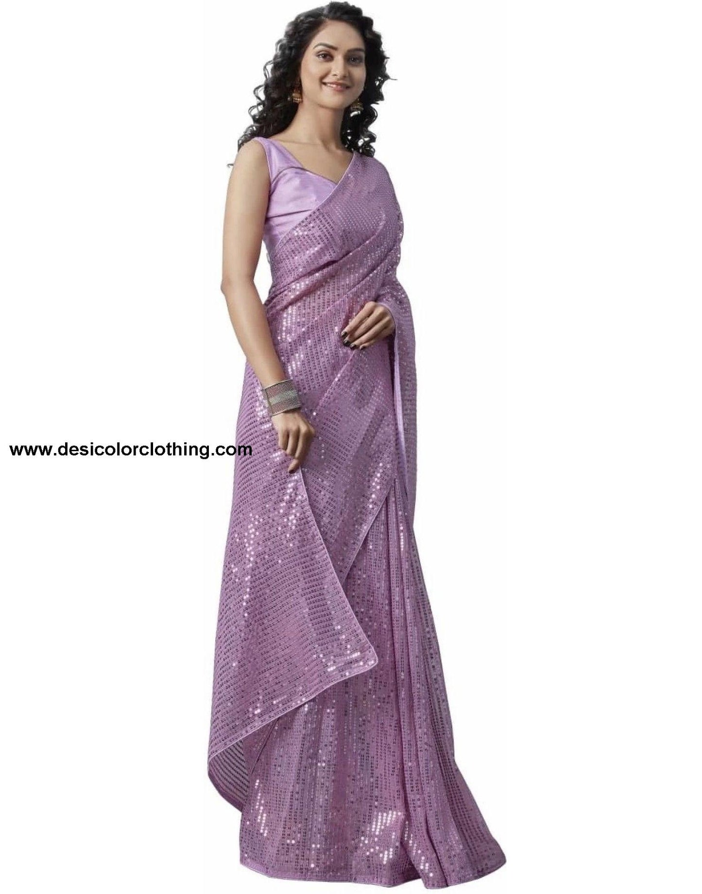 Purple Sequence Saree