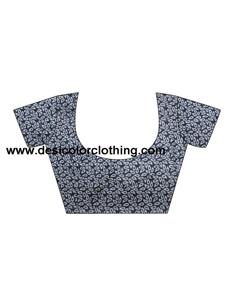 Blue Cotton Printed Ready To Wear