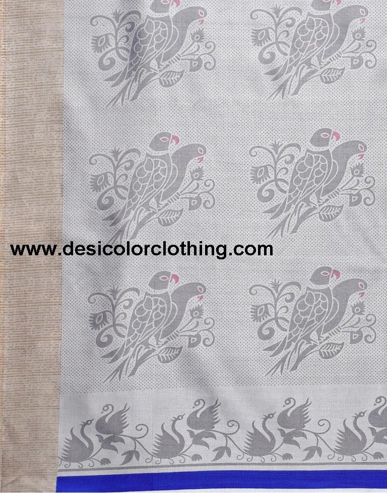Royal Blue Silk Printed Saree | 1932S454