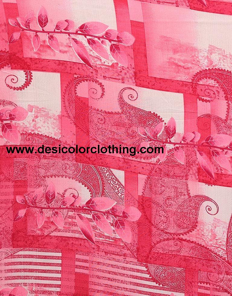 Pink Printed Georgette Saree