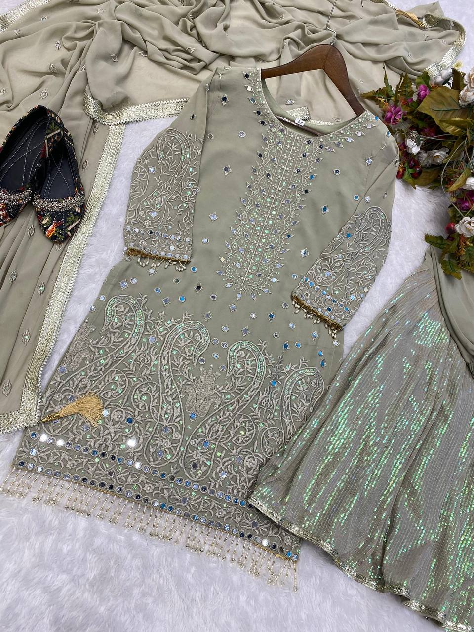 Product Image - Exclusive Designer Georgette Suit with Sequins