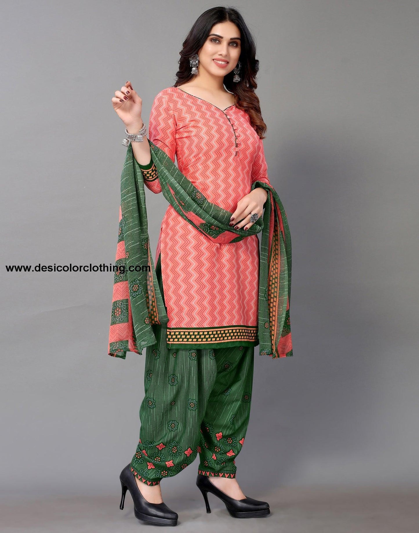 Printed Polyester Unstitched Salwar Suit Material